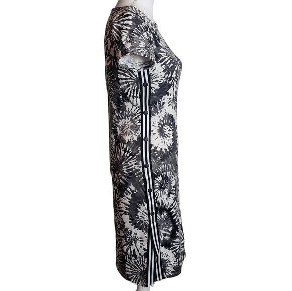Gray White Tie Dye Bodycon T-Shirt Dress Juniors Sz Med 7-9 Crewneck Stretchy - Picture 3 of 16